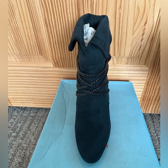 Banned Retro Winter Deep Green Teal Boho Ankle Boot Black Tassel Booties 38 NIB - Picture 3 of 6